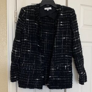 IRO Shivani Frayed Tweed Black and White Jacket Size 38